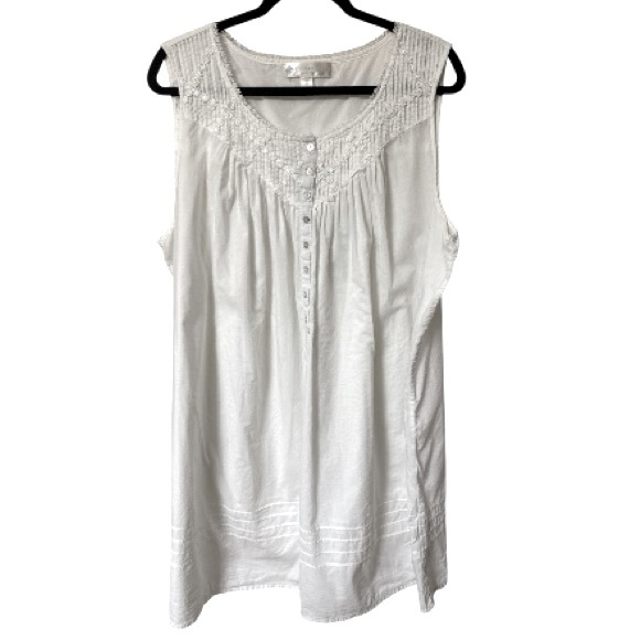 Eileen West Poetic Womens Lace White Chemise/Nightgown Cottagecore Sleeveless 1X - Picture 1 of 11